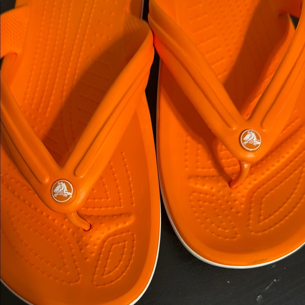 Bright Orange Crocs Flip Flops